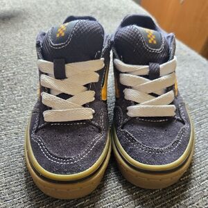 Vans Kids Navy Suede Sneakers with Yellow Accent